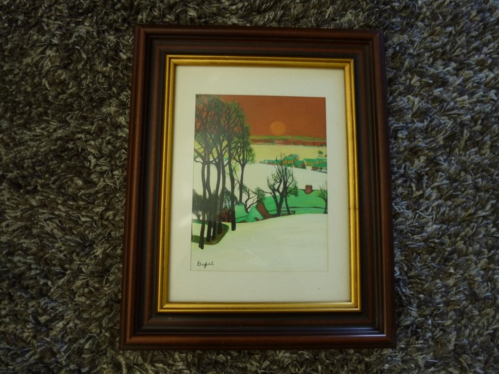 Schilderij : glooiende landschap., Antiquités & Art, Enlèvement, Sous verre, Paysage