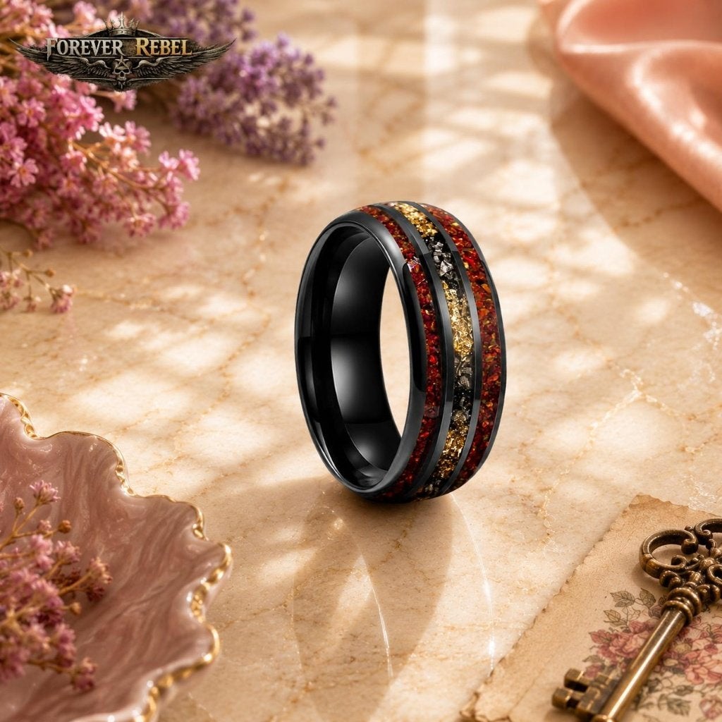 Wolfraam Trouwringen - Nerion Goldspark Zwart Diverse Maten, Neuf, Autres couleurs, Femme ou Homme, Envoi
