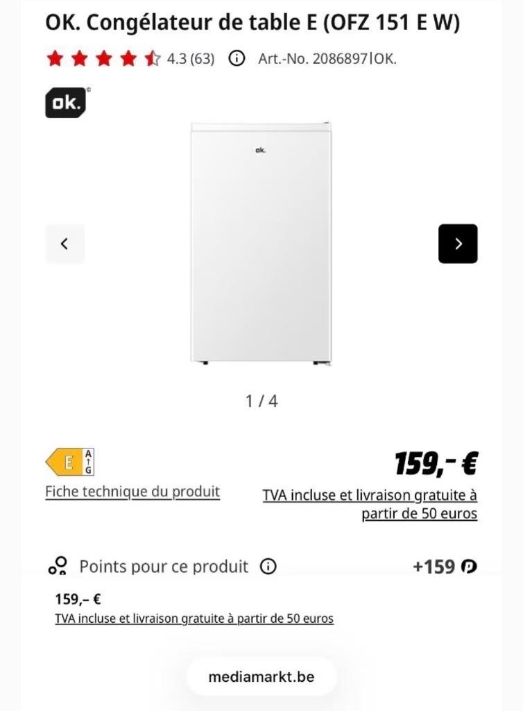 Congélateur, Electroménager, Congélateurs, Enlèvement, Comme neuf, À Poser, Congélateur