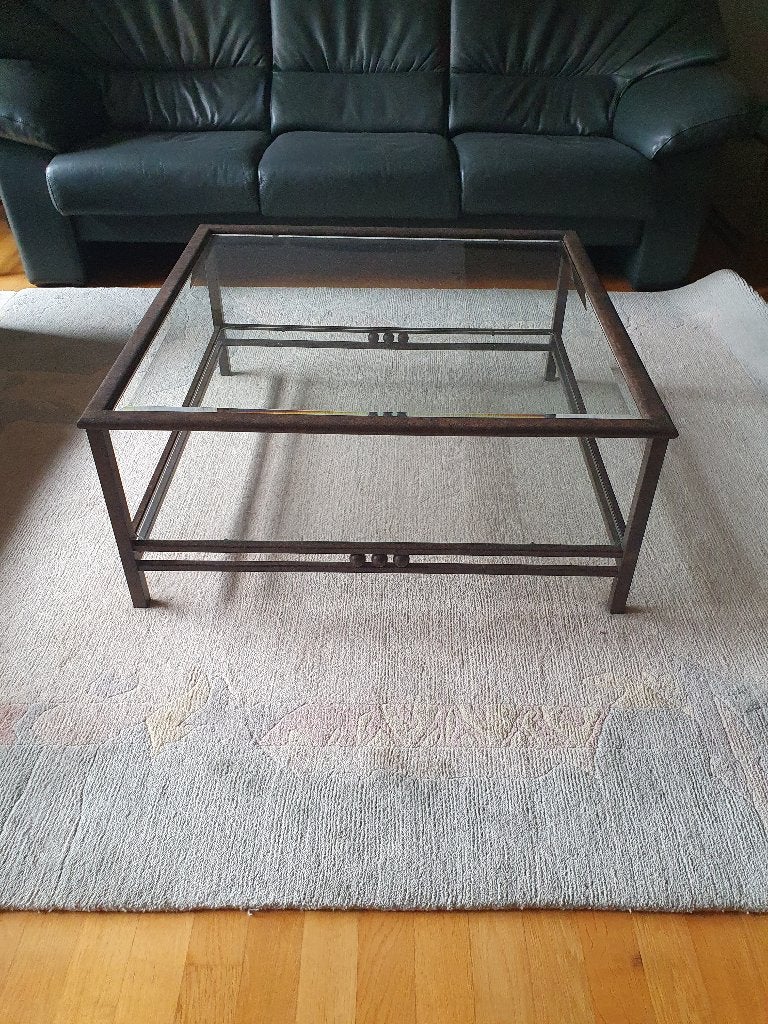 bronzen salontafels met glazen blad, Huis en Inrichting, Tafels | Salontafels, Ophalen, Overige materialen, Gebruikt, Vierkant