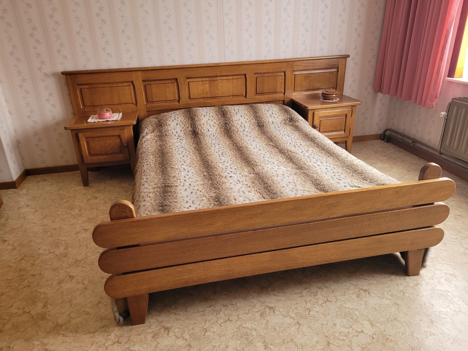 Te koop : Massief eiken slaapkamer in perfecte staat, Ophalen, Zo goed als nieuw, Tweepersoons