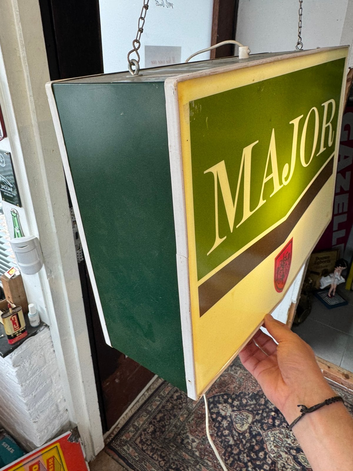 MAJOR oude reclame lichtbak, Verzamelen, Ophalen, Gebruikt, ., Lichtbak of (neon) lamp