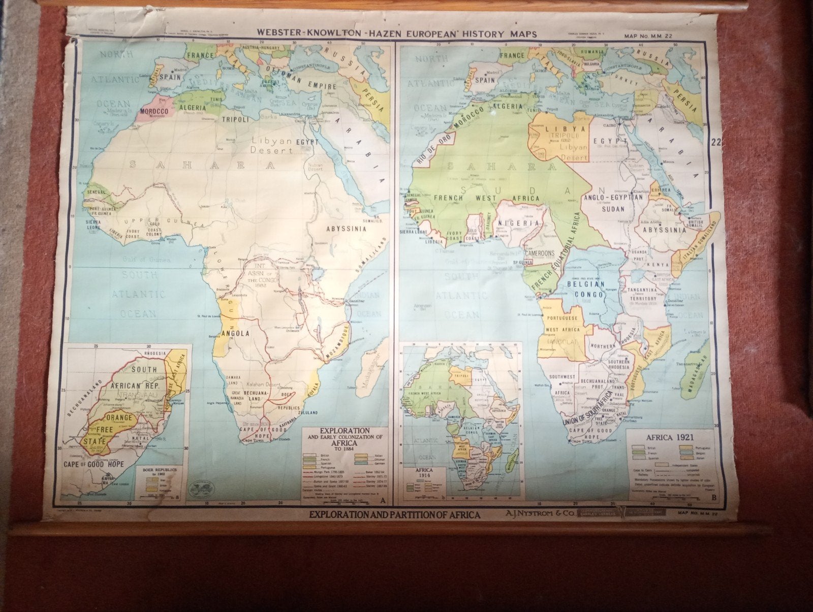 Originele historische schoolwandkaart Afrika – A.J. Nystrom, Ophalen, Landkaart
