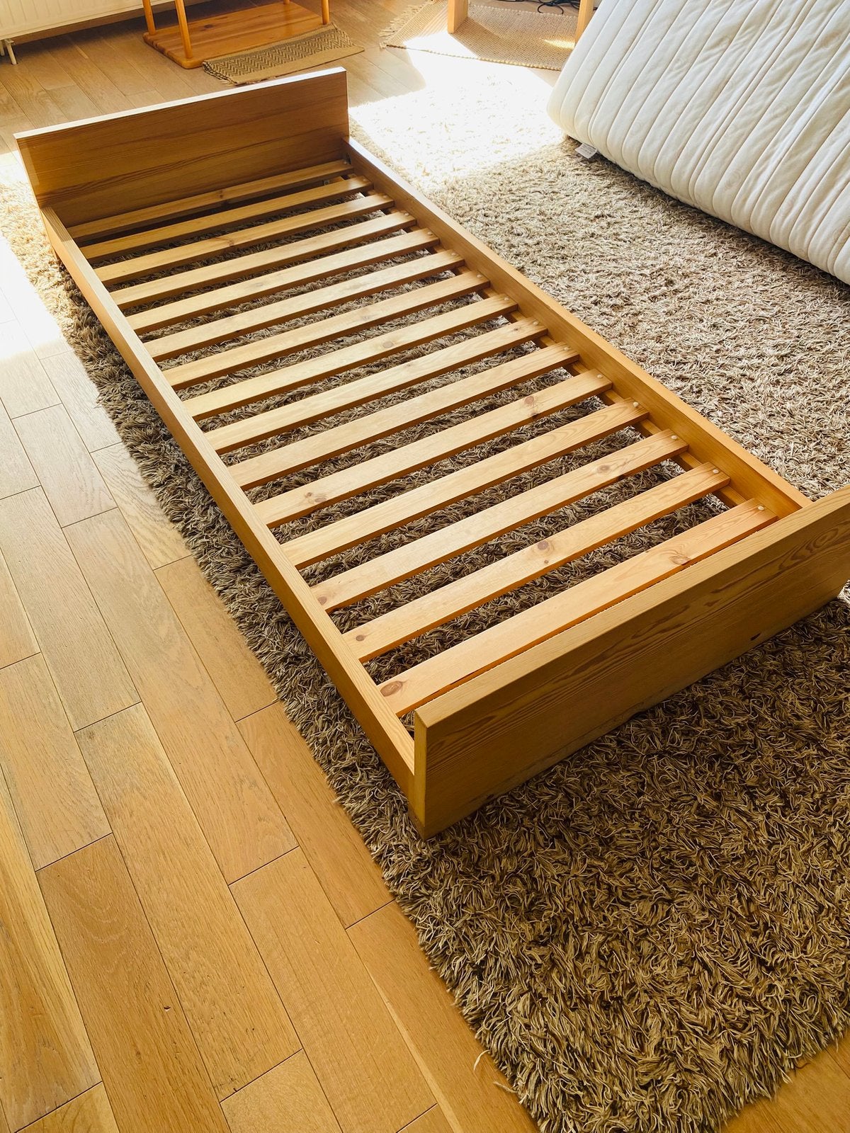 Structure lit en bois + sommier, Maison & Meubles, Chambre à coucher | Lits, 100 cm, 210 cm, Une personne, Enlèvement