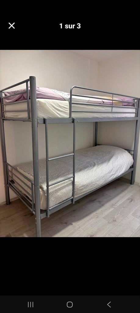 Lit superposés en métal ikea complet avec matelas, Enlèvement, Utilisé, Lits superposés