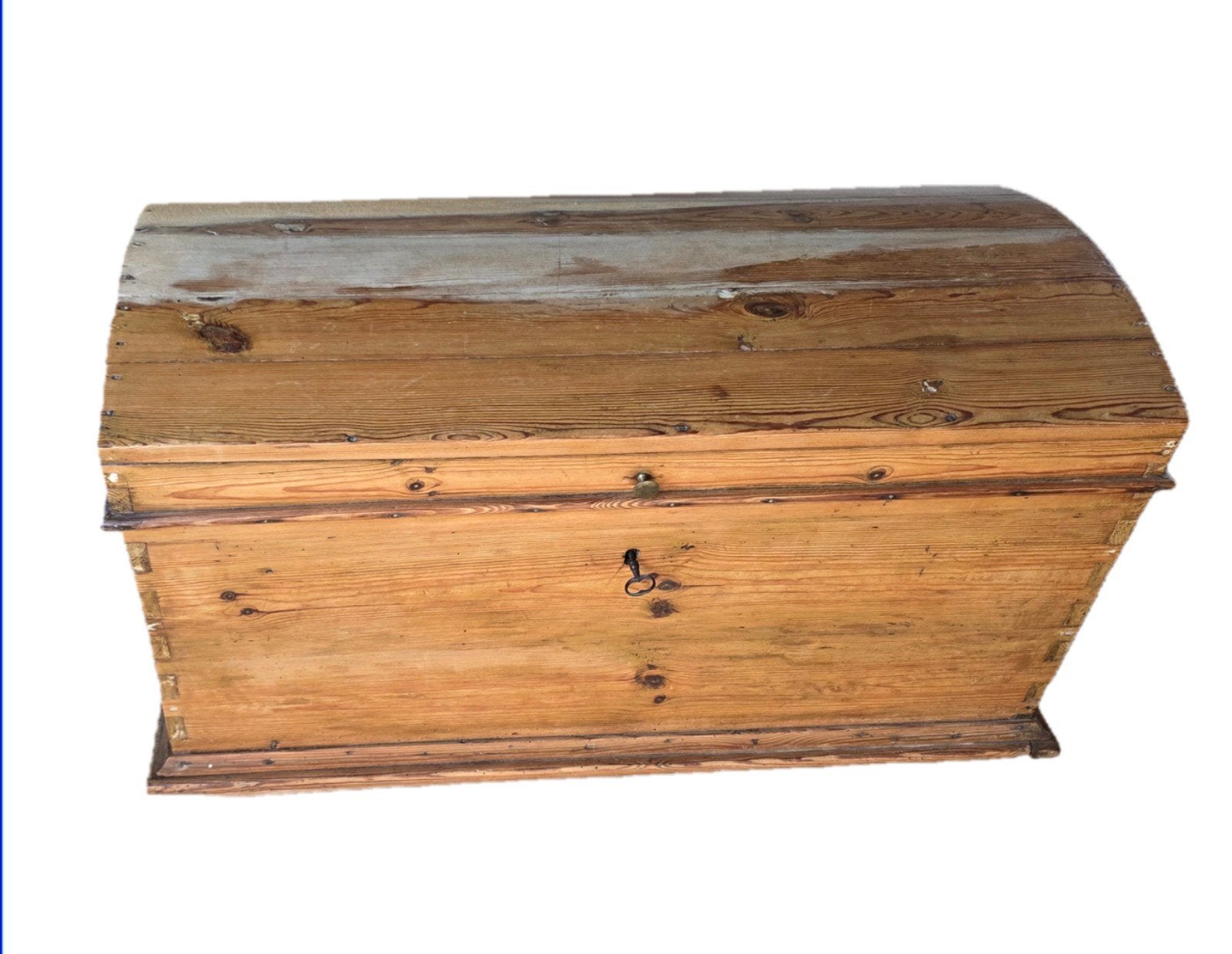 Authentieke houten dekenkist / opbergkist op wieltjes, Ophalen, Gebruikt