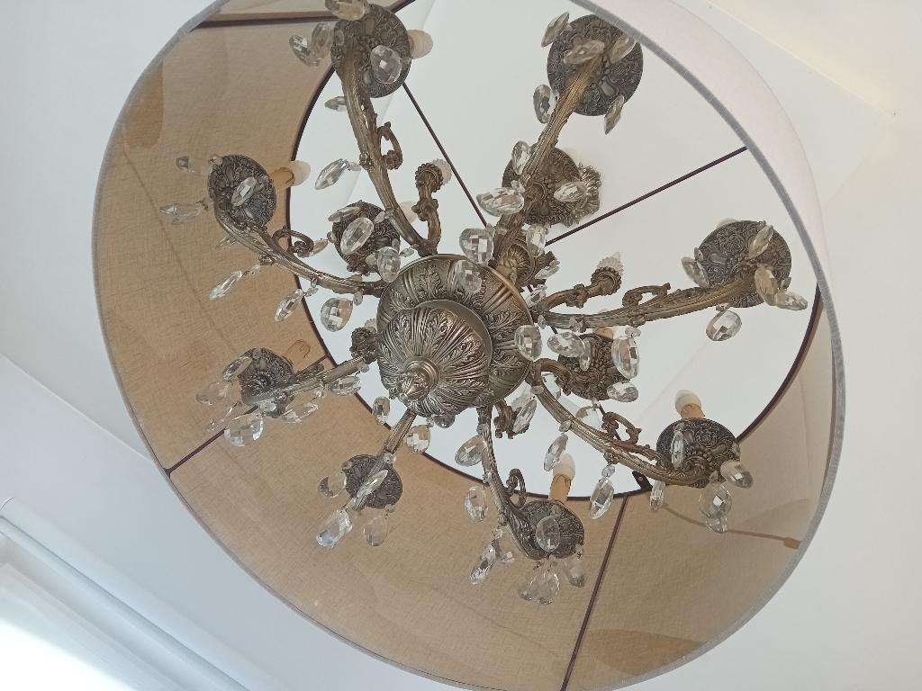 Grand lustre avec abat-jour, Enlèvement, Comme neuf, Verre, Landelijk