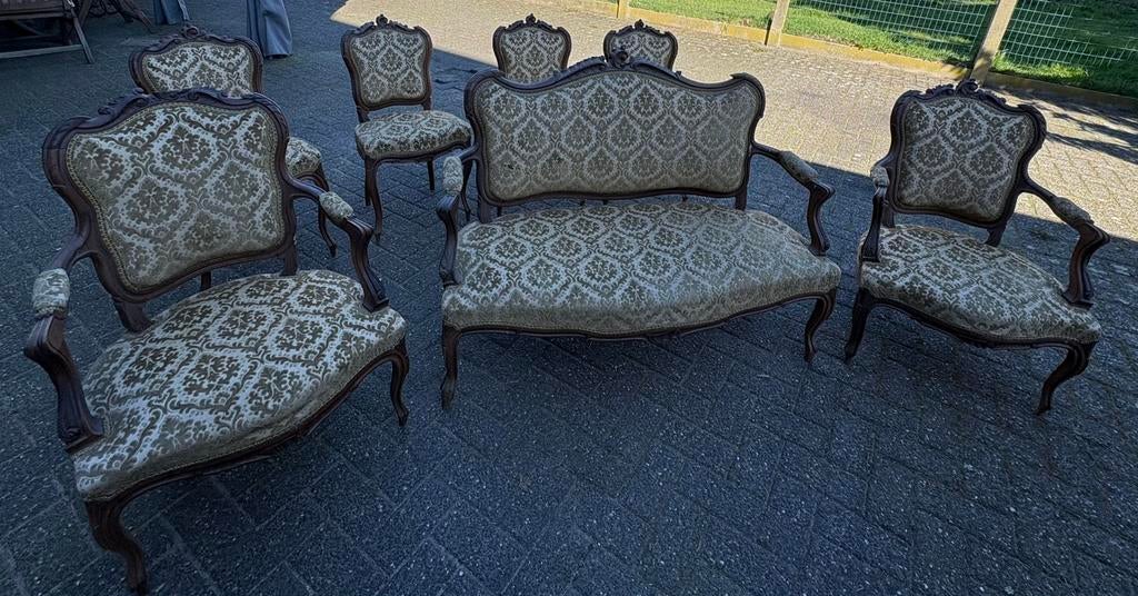 Prachtige antieke salonset in Louis XV-stijl, Enlèvement