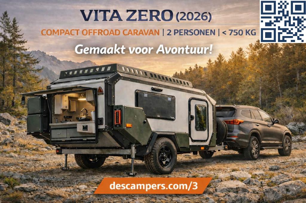 Compact OffRoad Caravan Nieuw | VCAMP ZERO | Descampers, Caravans en Kamperen, Caravans, Overige merken, Standaardzit, Tot en met 2