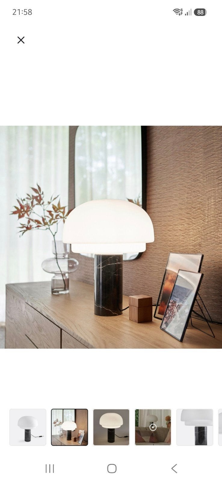 lampe à poser en marbre et opaline