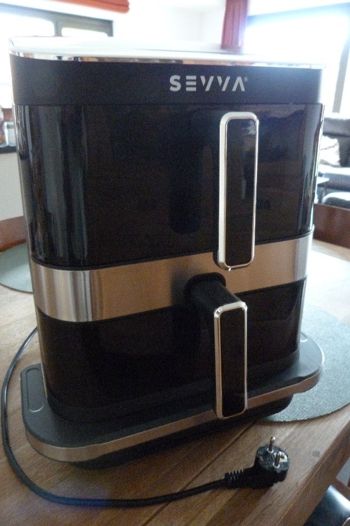 dubbele airfryer + pizzalade Sevva (nieuw), Huis en Inrichting, Ophalen, Overige typen, Nieuw, Zwart