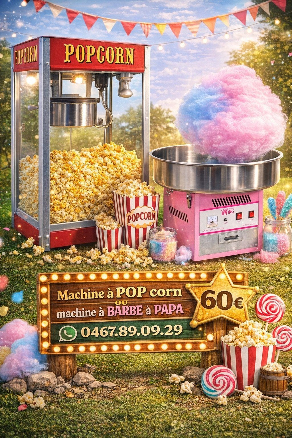 LOCATION BARBE À PAPA ET POP-CORN, Enlèvement ou Envoi