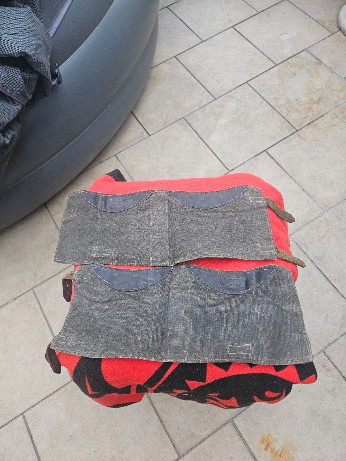 Paire de Guêtres en Toile et Cuir Allemandes – Gamaschen Weh, Collections, Enlèvement ou Envoi