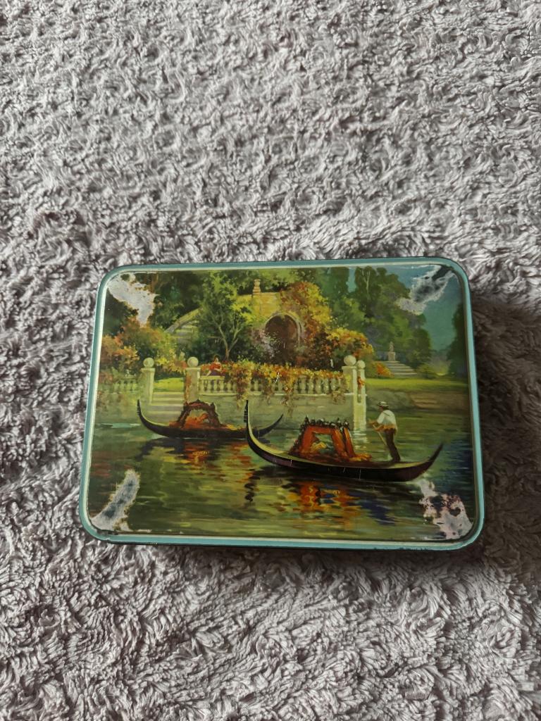 Blikken antieken doos toffee venice, Ophalen of Verzenden