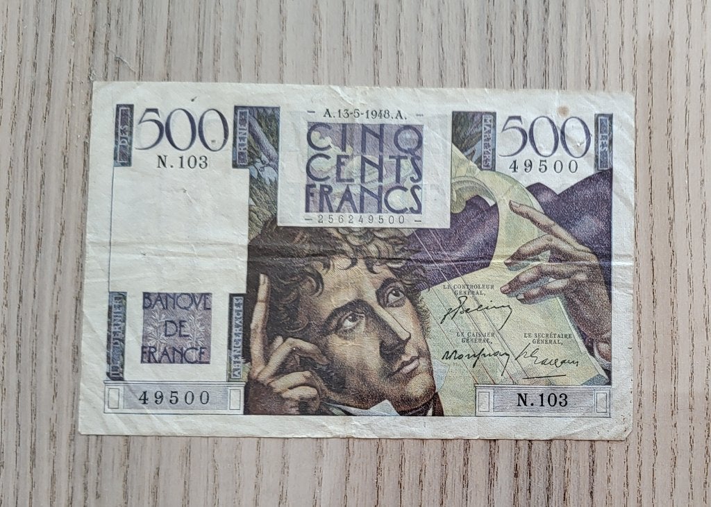 Bankbiljet Frankrijk 500 Francs - 1948, Ophalen of Verzenden, Frankrijk, Los biljet
