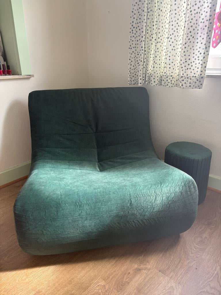 Groene 1-zit van Sweeek, toffe lounge zetel, Huis en Inrichting, Zetels | Zetels, Ophalen, Eenpersoons, Lounge, Nieuw