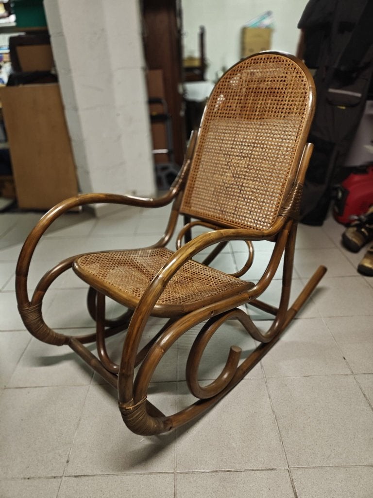Rotan schommelstoel, vintage, Ophalen