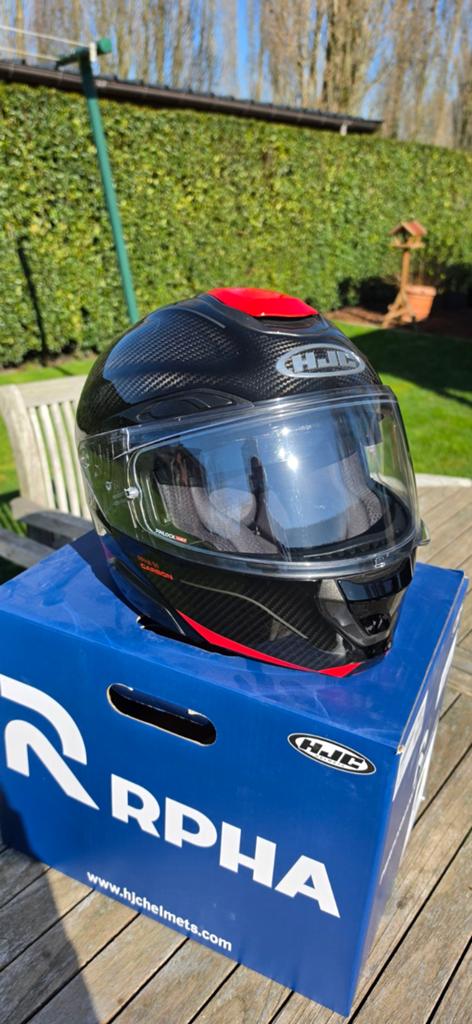 Helm HJC RPHA Carbon Noela zwart - rood + hjc intercom, Motoren, Ophalen, HJC