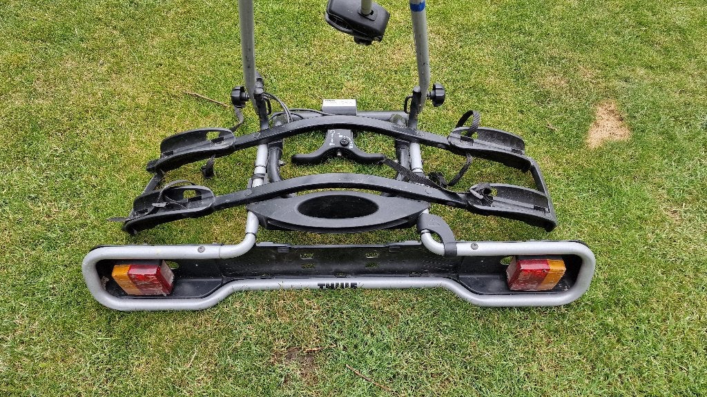 Porte-Velo sur attache Thule, Support d'attelage, 2 vélos, Pneus larges, Enlèvement