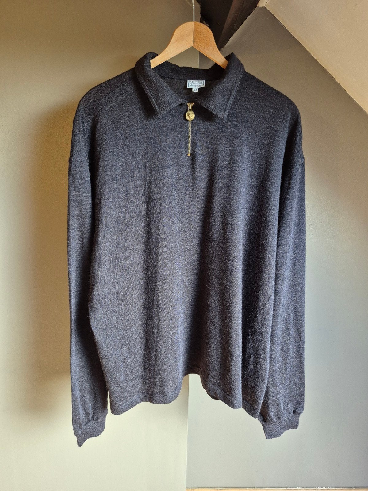Versus Gianni Versace grijs poloshirt met lange mouwen maat, Kleding | Heren, Maat 56/58 (XL), Zo goed als nieuw, Grijs, VERSACE