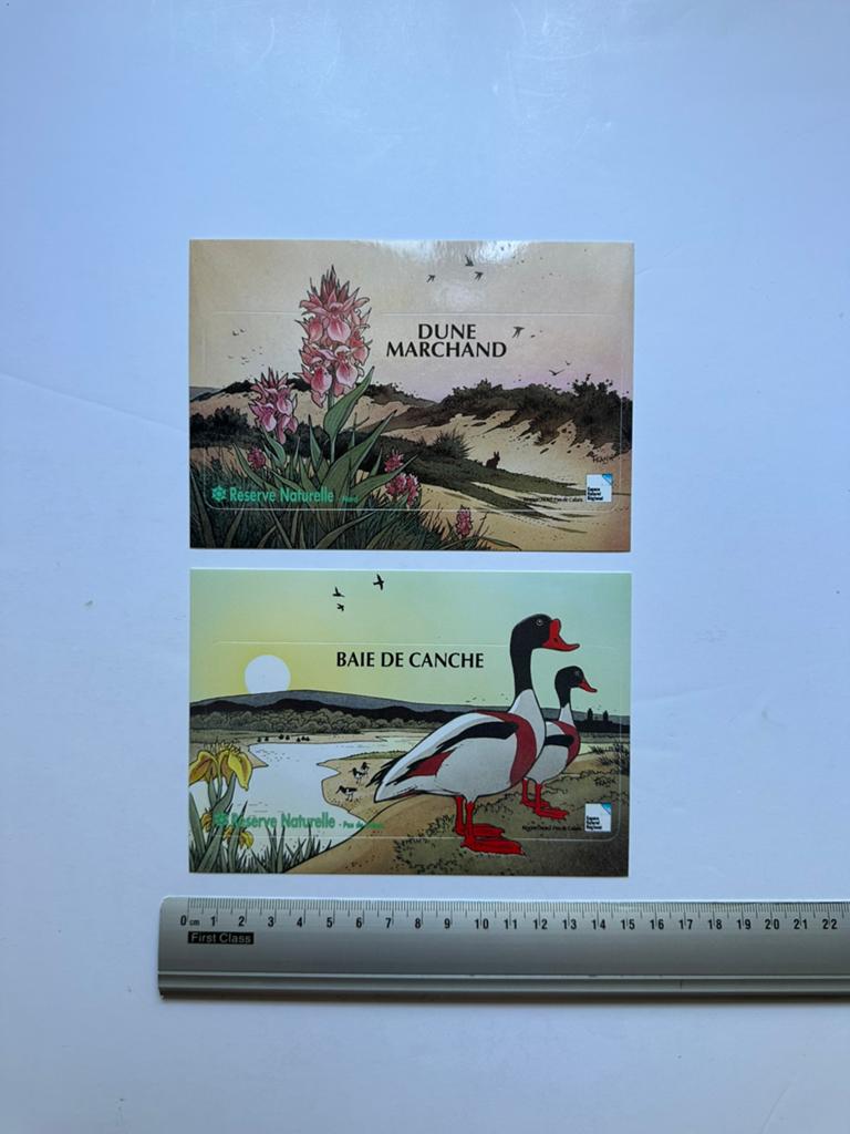Frank Pé : cartes postales / autocollants Réserve Naturelle, Envoi, Autres personnages, Neuf, Image, Affiche ou Autocollant
