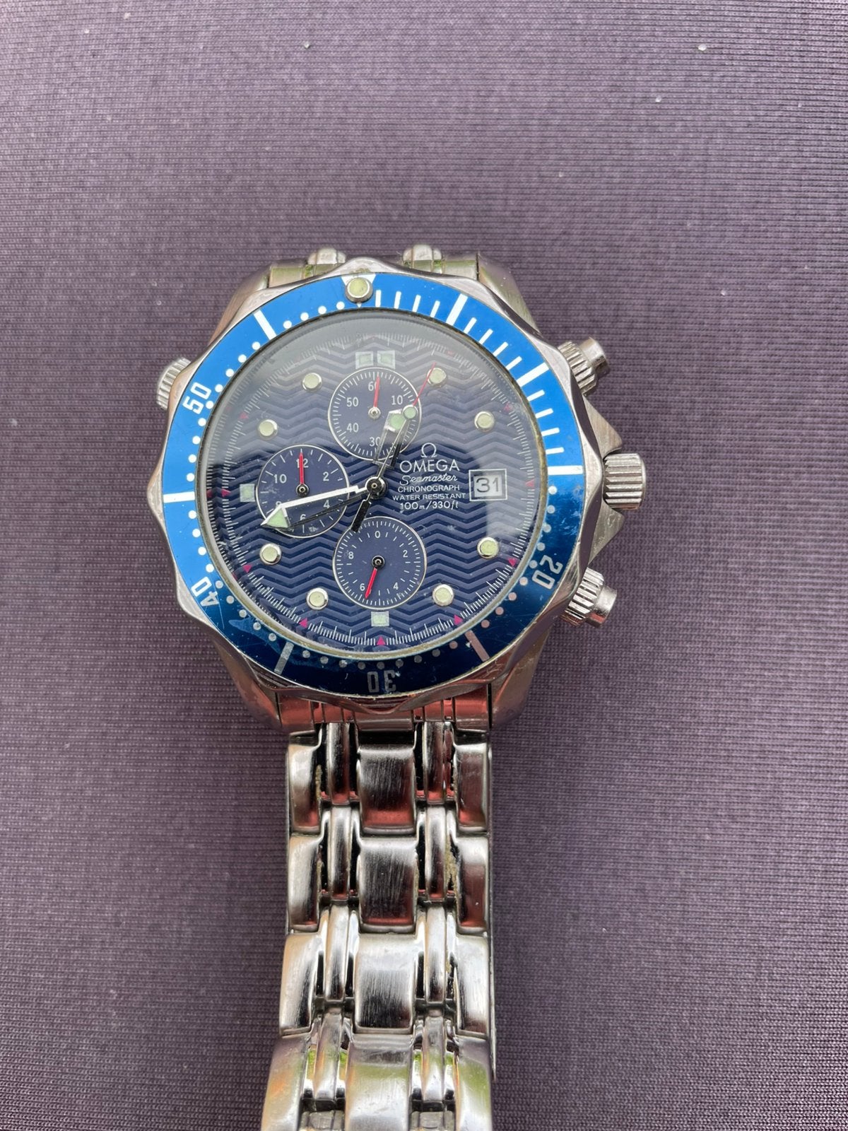 Omega seamaster Quartz heren horloge, Handtassen en Accessoires, Staal, Gebruikt, Staal, Polshorloge