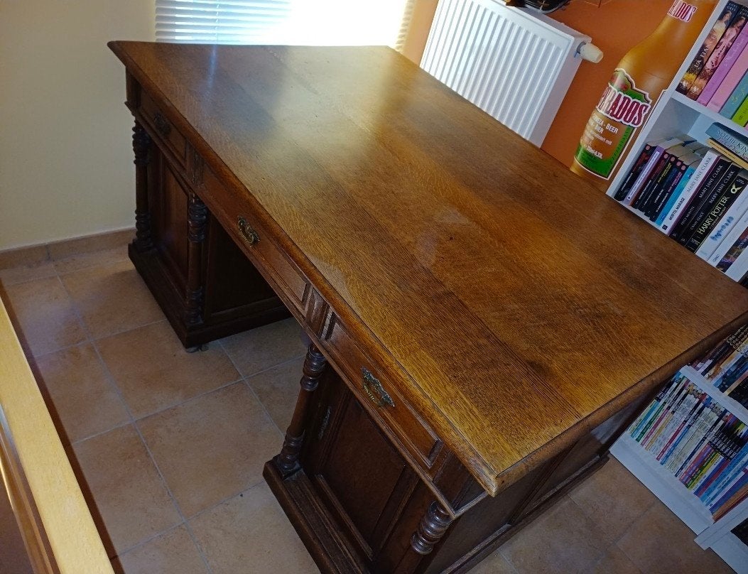 Bureau double en chêne massif, Maison & Meubles, Bureaux, Bureau duo, Vintage, Enlèvement, Utilisé