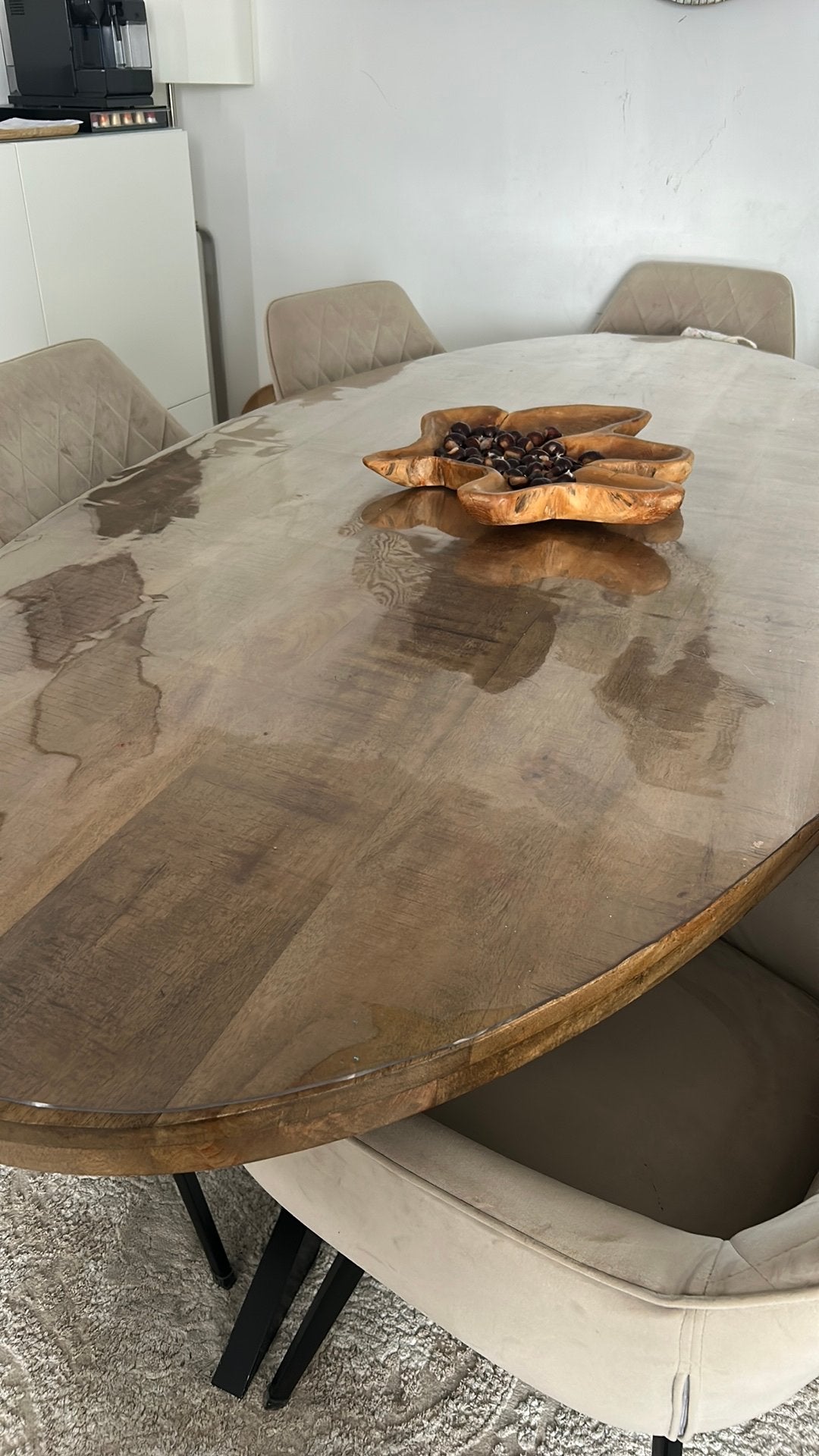 Eettafel mango ovaal, Huis en Inrichting, Ophalen, Zo goed als nieuw, Ovaal