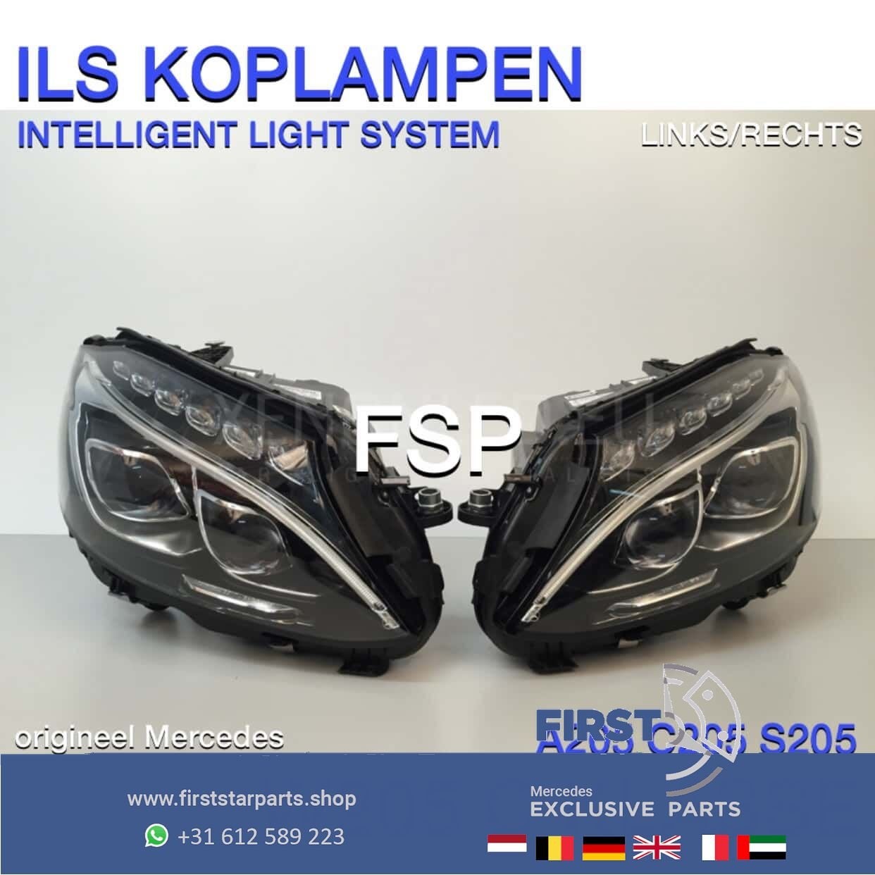 W205 INTELLIGENT LIGHT SYSTEM Koplamp LINKS RECHTS Mercedes, Gebruikt, -, Ophalen of Verzenden, -