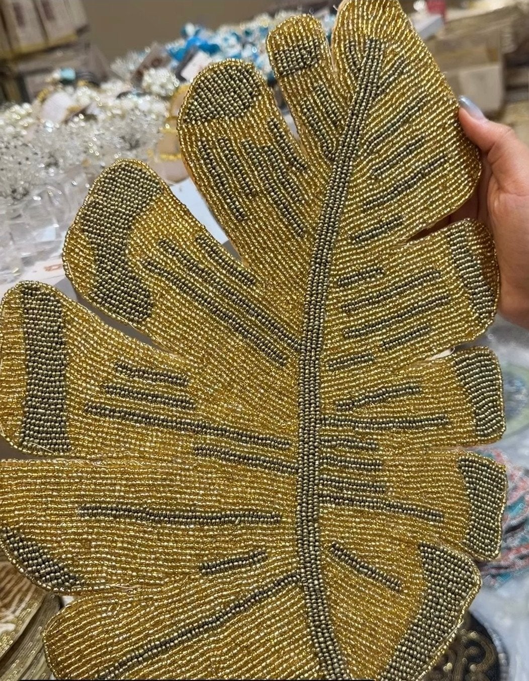 Nieuw met kaartje! Set van 4 luxe kralen placemats – Monster, Huis en Inrichting, Ophalen