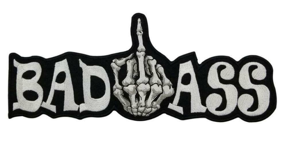 Patch en fer à repasser Bad Ass Skull - 250 x 102 mm, Motos, Enlèvement ou Envoi, Neuf