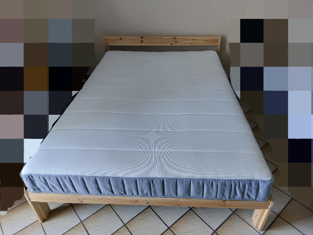NEIDEN Cadre de lit, 140x200; +lattes +matelas VESTERÖY, Enlèvement, Sommier, 200 cm, Deux personnes