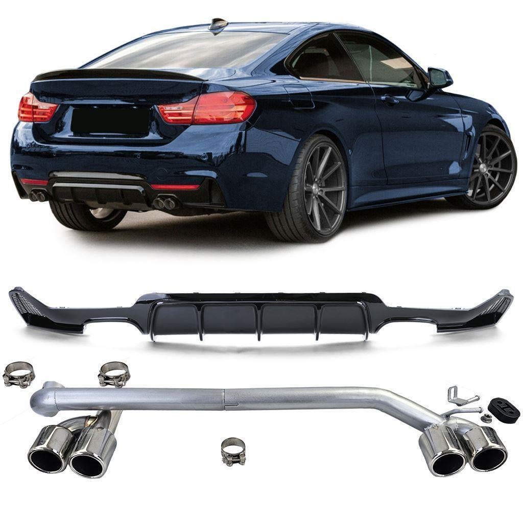 4 X Uitlaat Glans Zwart Diffuser Bmw 4 serie F32 F33 F36 M P, Envoi