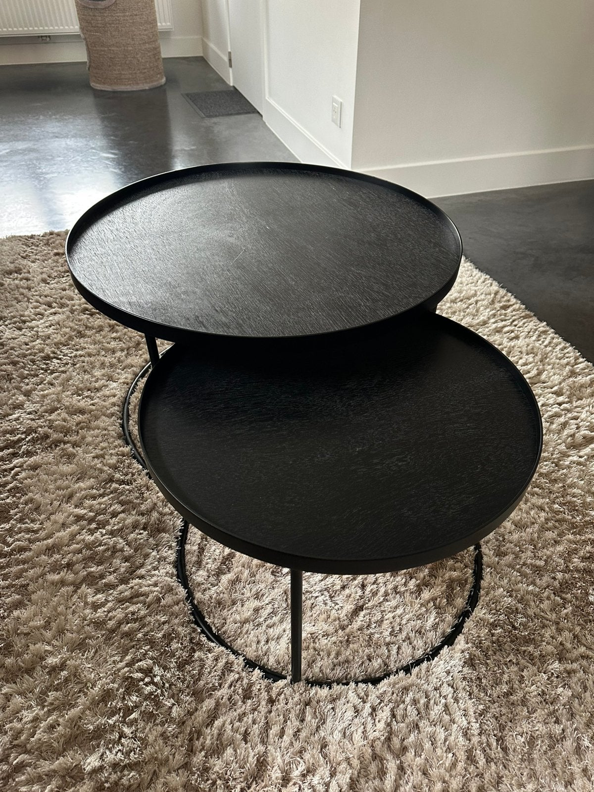 Ensemble de table basse design (2 pièces)métal noir et bois, Enlèvement, Comme neuf, Métal