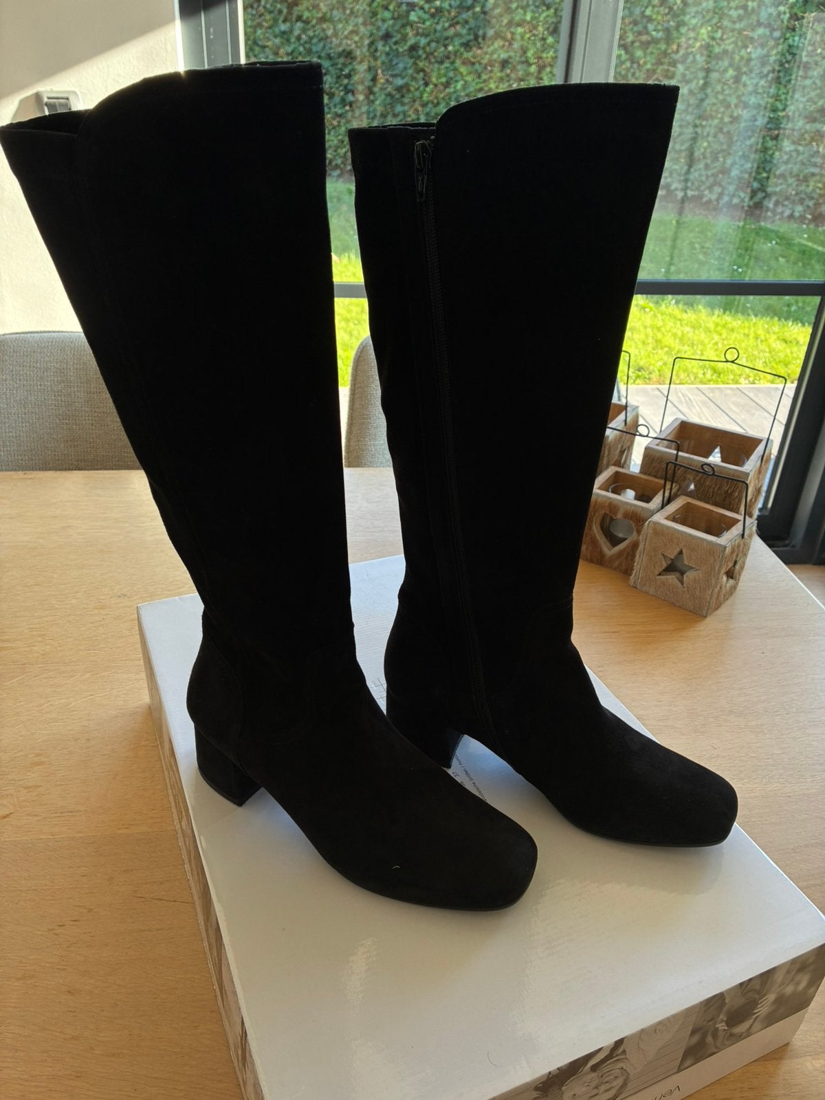 Bottes noir suède avec tirette - Verhulst - taille 4 - 37, Enlèvement, Comme neuf, Noir