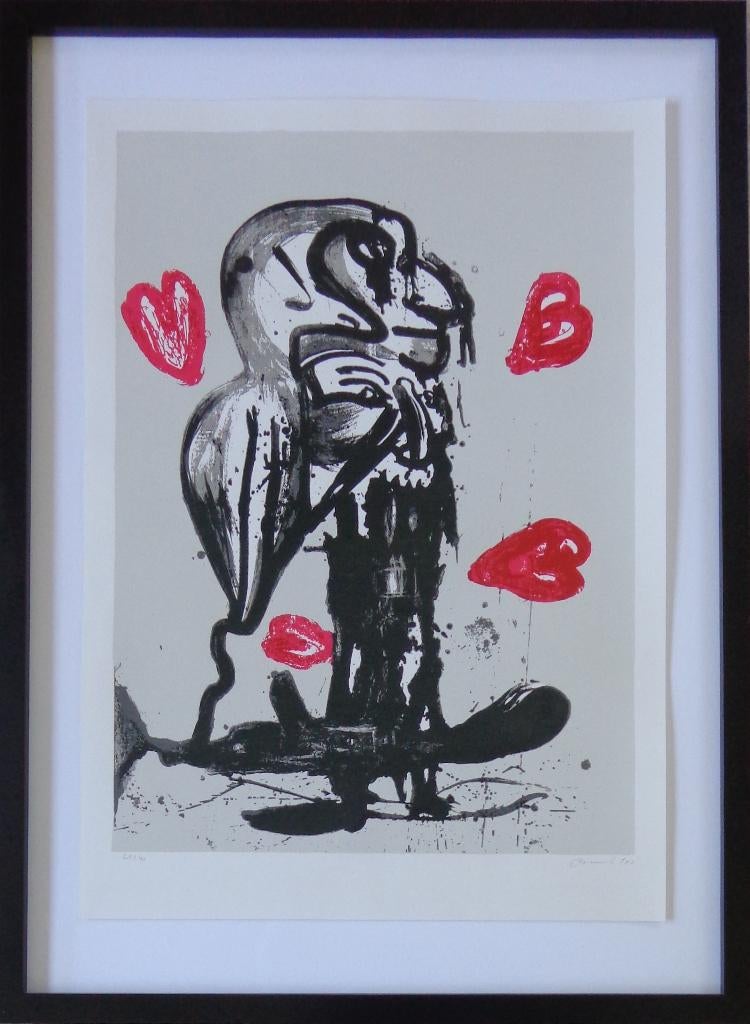 FRED BERVOETS / TYPISCHE FIGURATIE ZEEFDRUK 105x77cm KADER, Antiquités & Art, Enlèvement