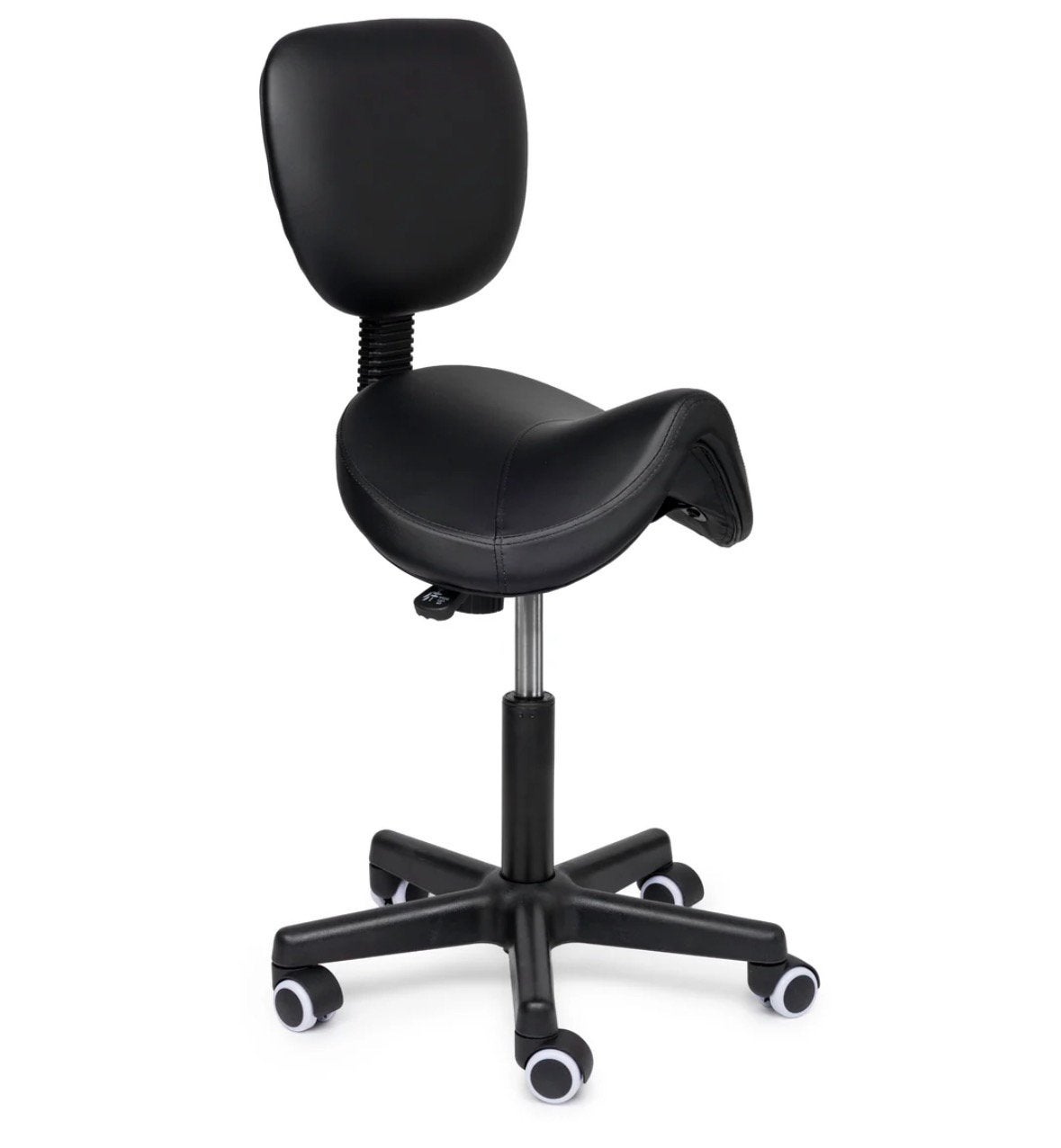 Ergonomische zadelkruk / bureaustoel met rugleuning, Ophalen, Ergonomisch, Zo goed als nieuw, Zwart