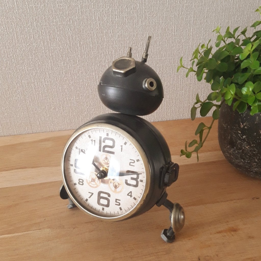 Tafelklok Metalen Robot, Ophalen of Verzenden, Nieuw, Tafelklok