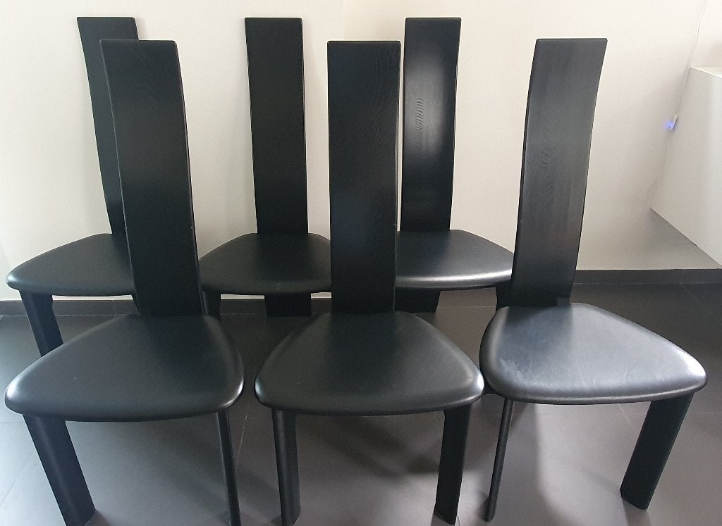 Set van 6 zwarte 'Iris' stoelen – Van Den Berghe - Pauvers, Ophalen