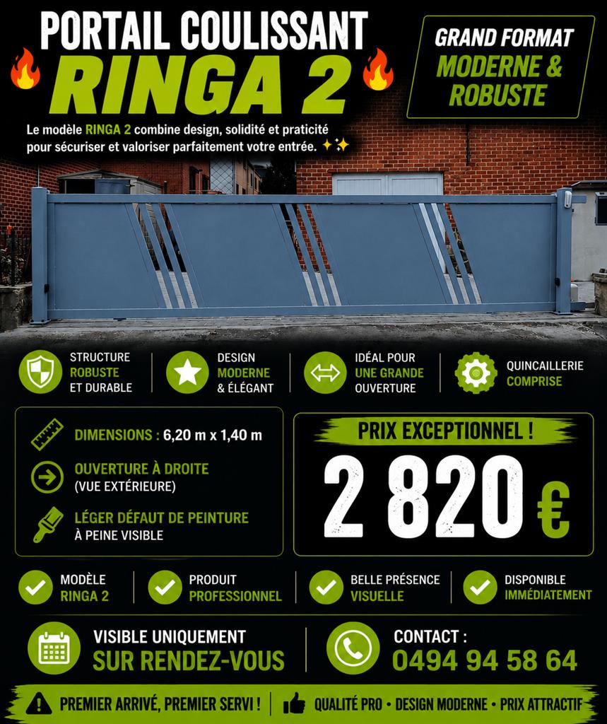 Portail - barrière coulissant 6m20 - DESTOCKAGE, Enlèvement, Comme neuf