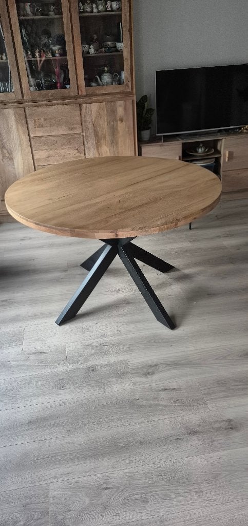 une table forestière ronde de dimensions 120xH76, Maison & Meubles, Neuf, Cinq personnes ou plus, A nutural look, Rond
