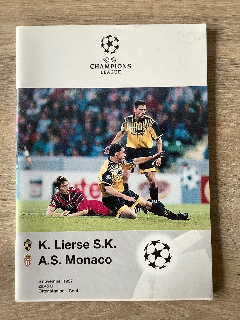 Champions League Magazine K.Lierse S.K- AS Monaco 1997, Ophalen of Verzenden, Zo goed als nieuw, Boek of Tijdschrift