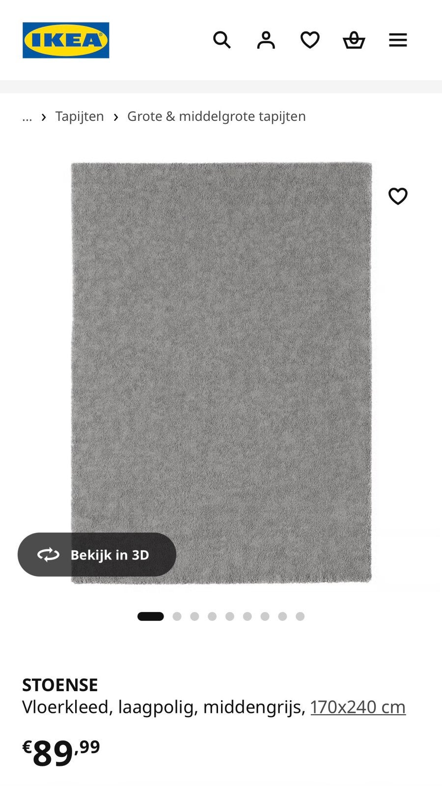 Tapijt ikea, Huis en Inrichting, Ophalen, Gebruikt, Grijs, Tapijt