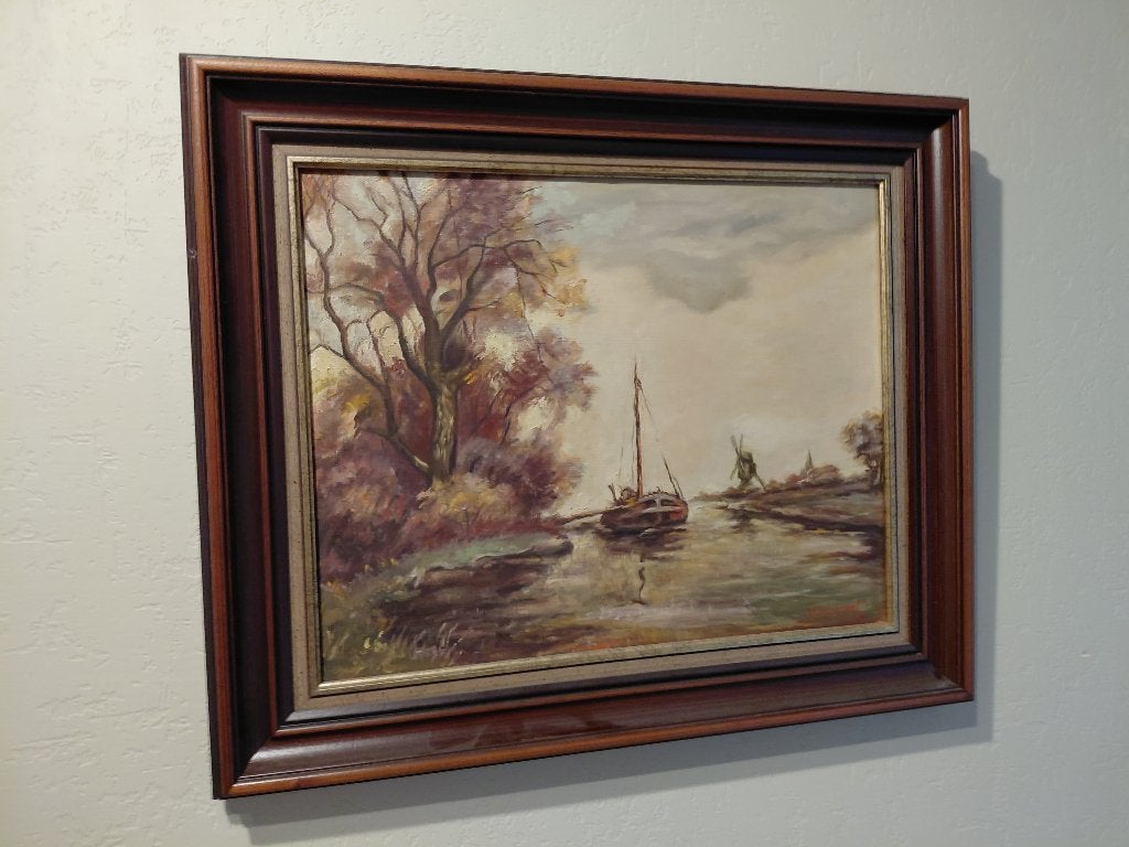 RIVIERLANDSCHAP - K.V.HAVERMAET, Antiek en Kunst, Ophalen, Doek, Gesigneerd, Landschap