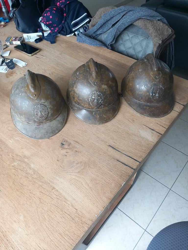 === 3 Belgische Helmen WO1 === origineel, Verzamelen, Militaria | Algemeen, Ophalen of Verzenden