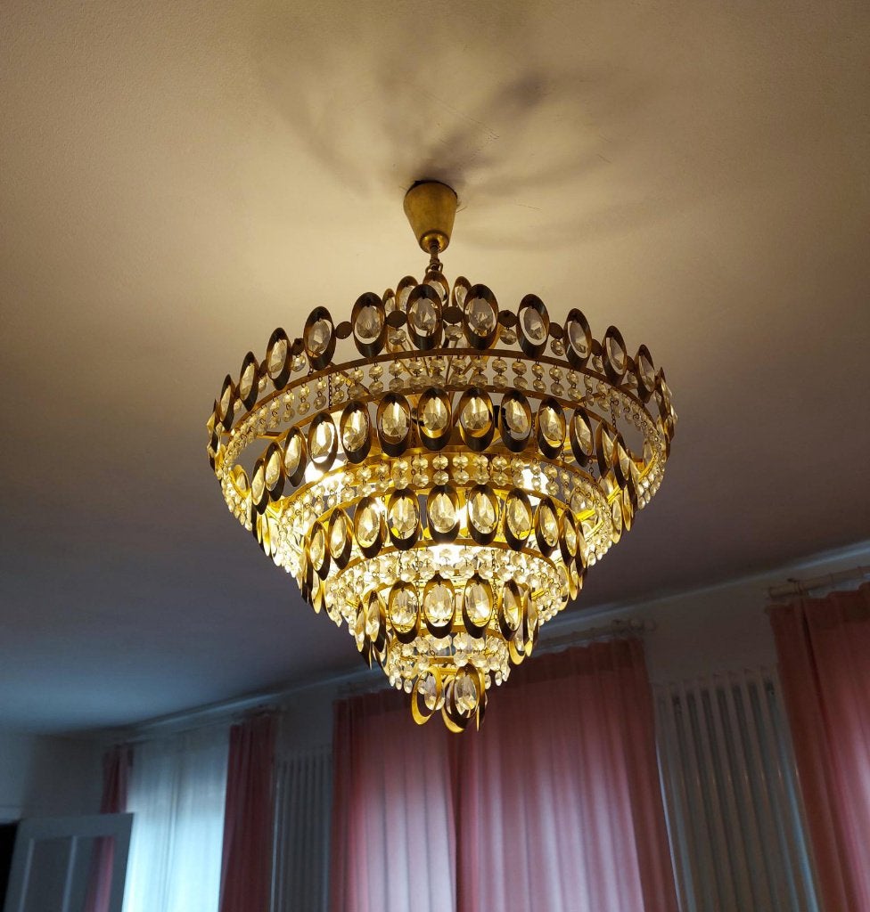 Preico Leuchter Mid Century Kristalen Luster, Ophalen, Gebruikt, Overige fittingen, Mid Century