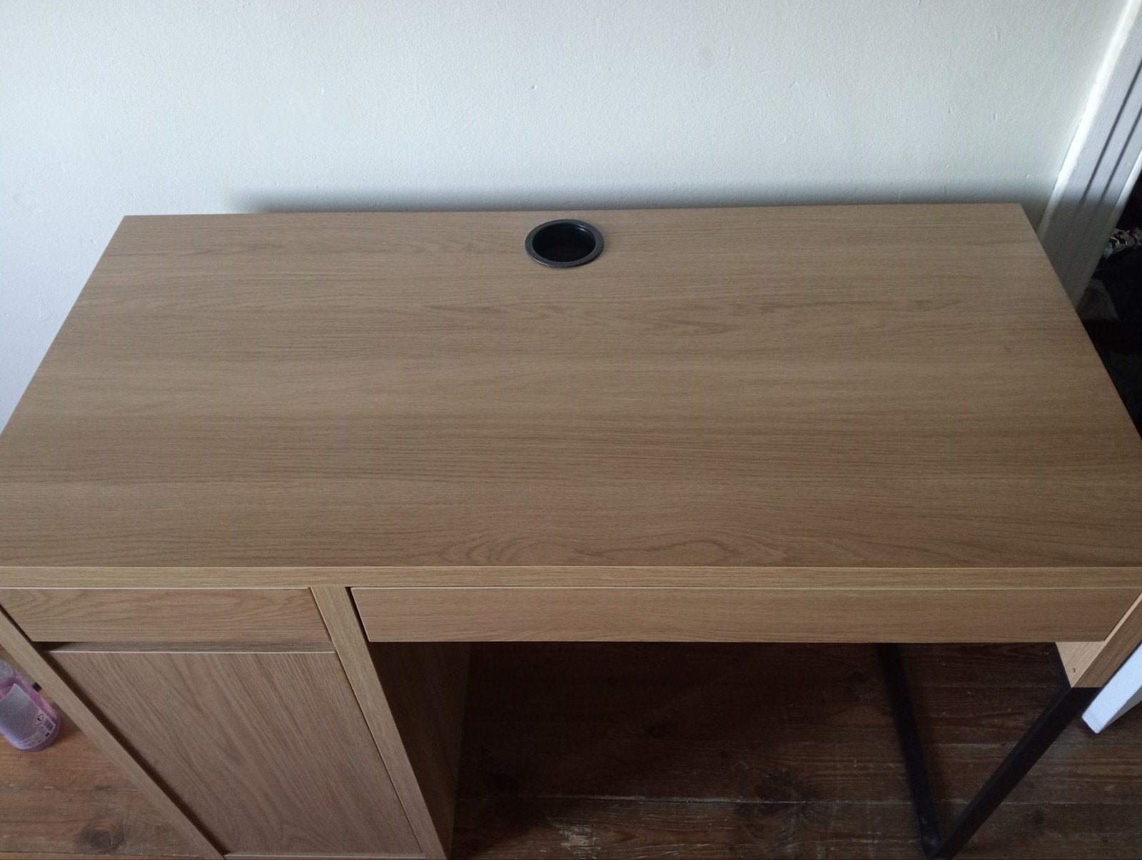 Bureau IKEA effet chêne avec rangements – Très bon état, Comme neuf, IKEA, Bois, Moderne