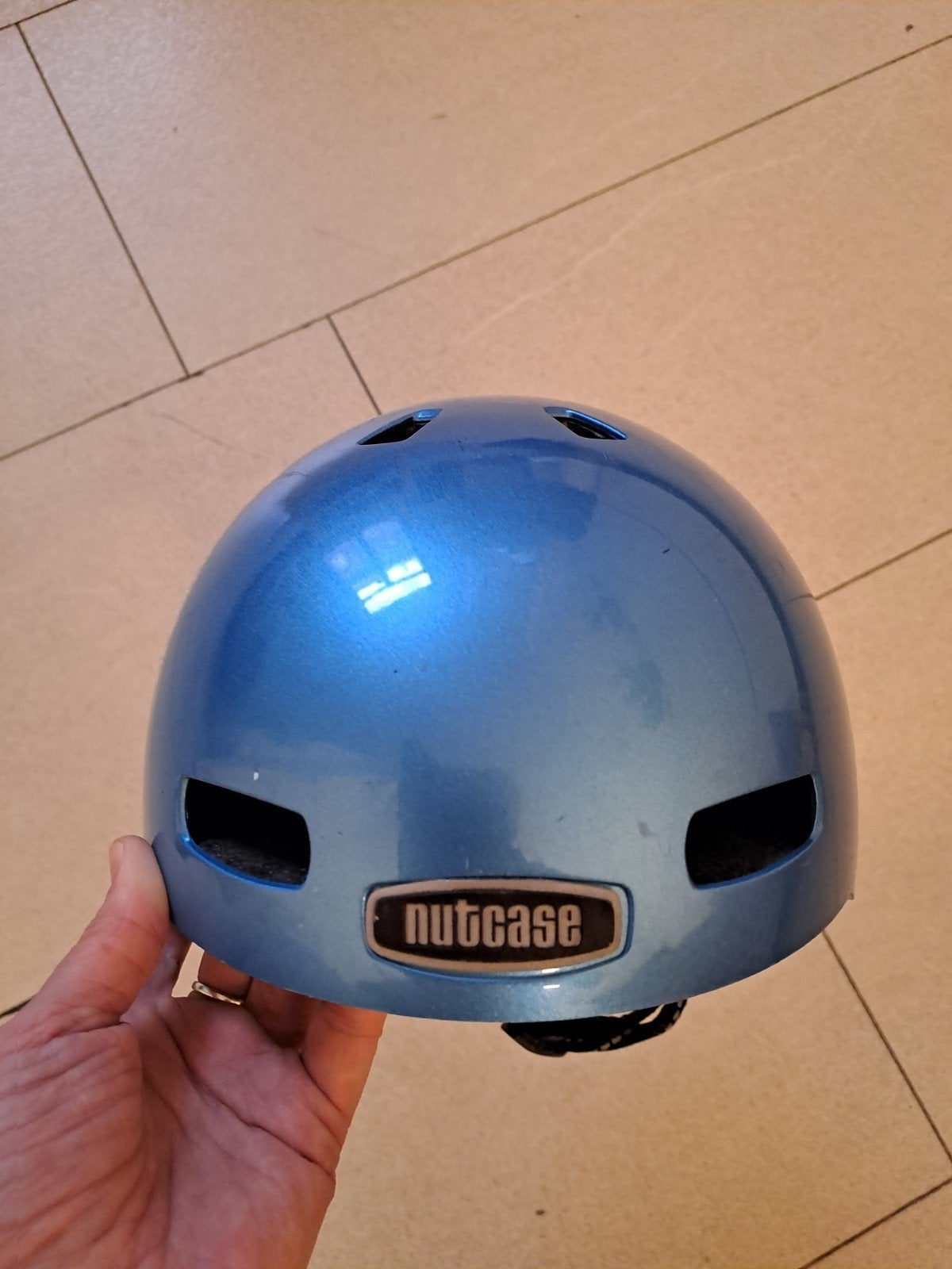 Fietshelm - metallic blauw -maat: S, Fietsen en Brommers, Ophalen, S