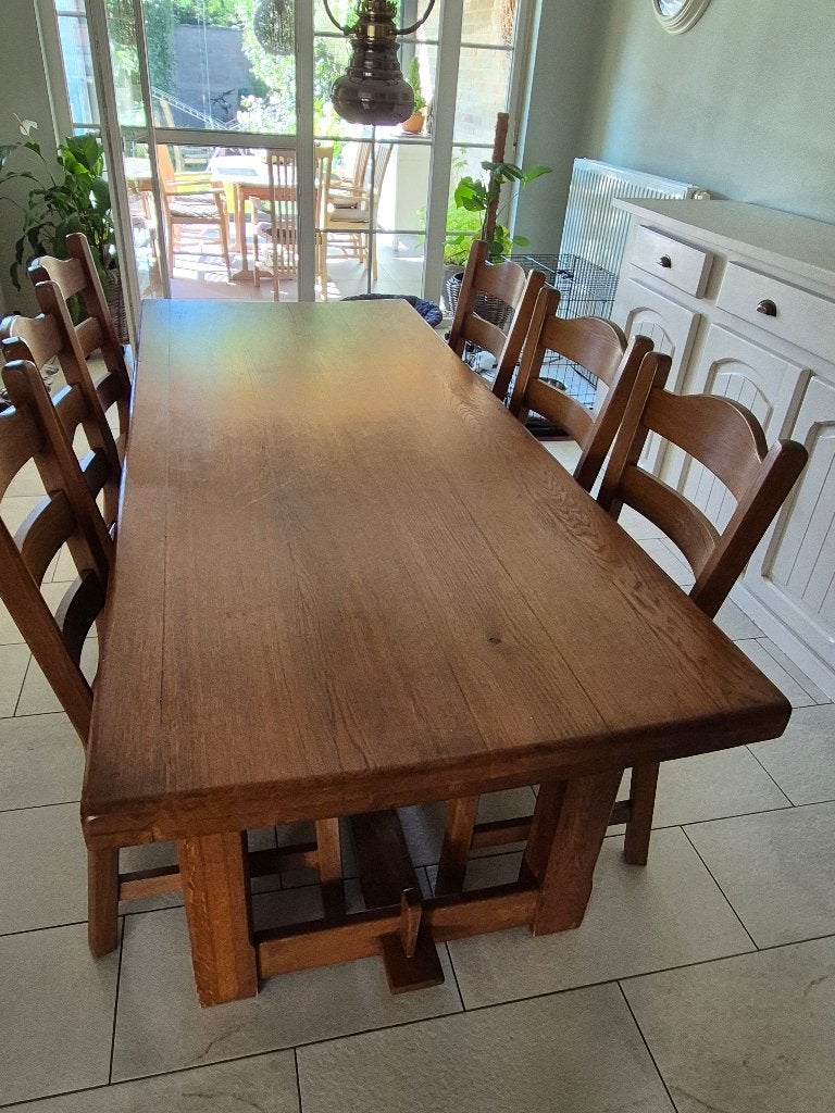 eiken eetkamer, Ophalen, Gebruikt, Eikenhout, Met lade(s)