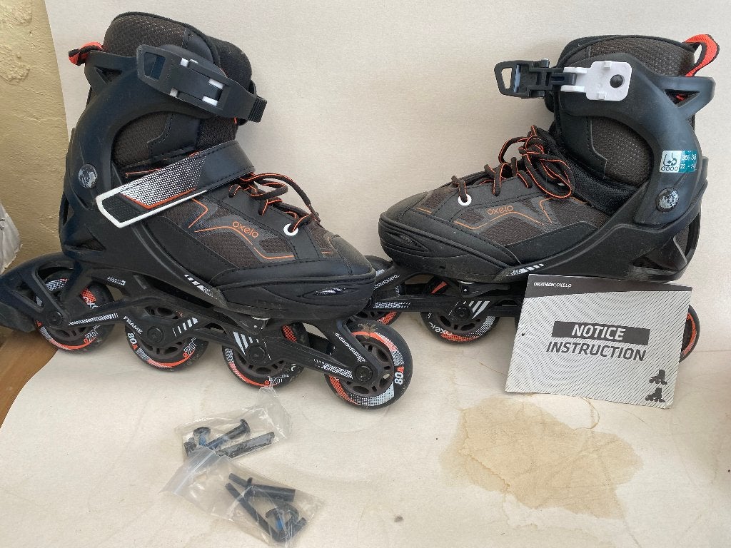 Skeelers - zwart-oranje - maat 35 - 38, Sport en Fitness, Gebruikt, Inline skates 4 wielen, Dames, Ophalen